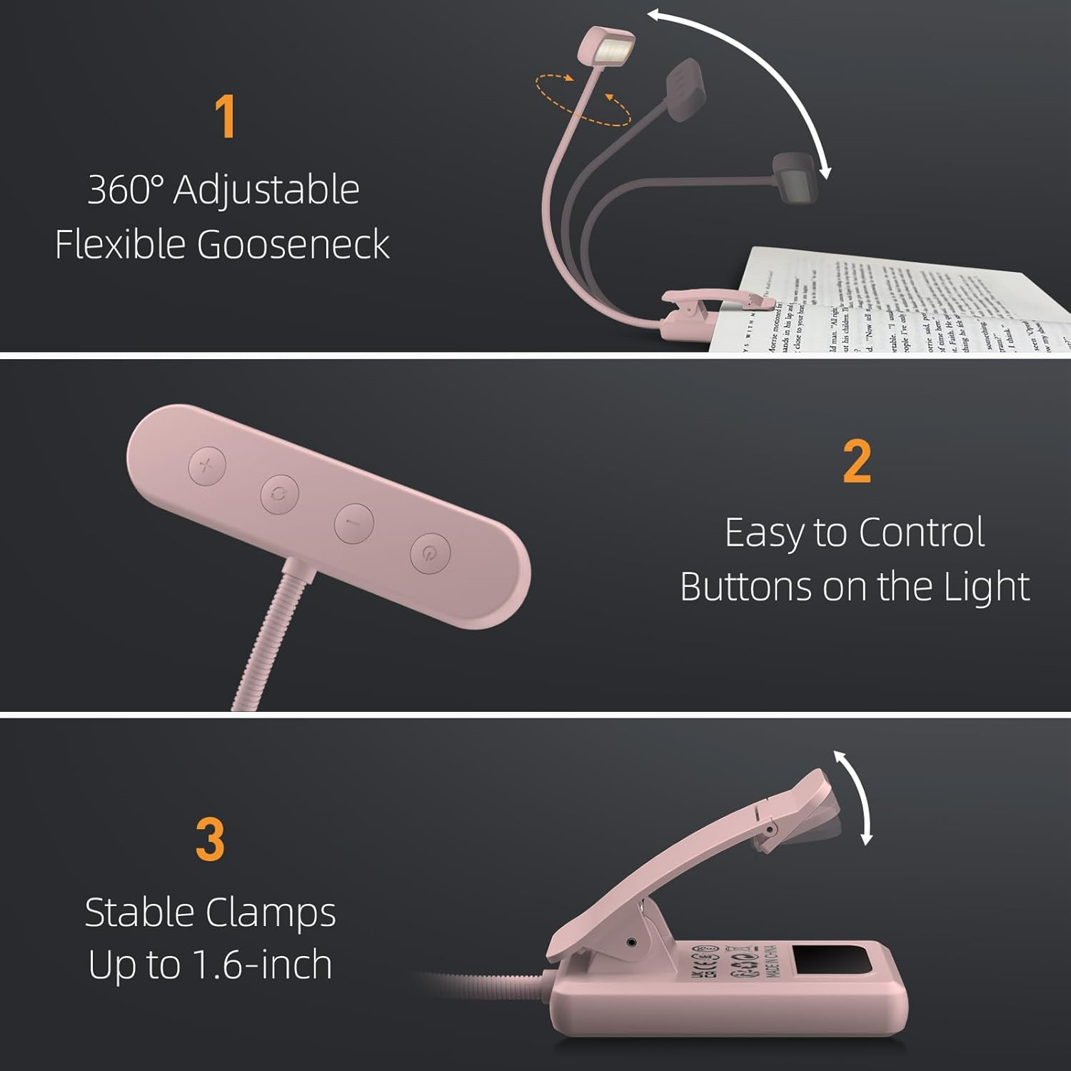 مصباح قراءة بمشبك للكتب، أسود/ - مراجعة Desk Lamp وسعره