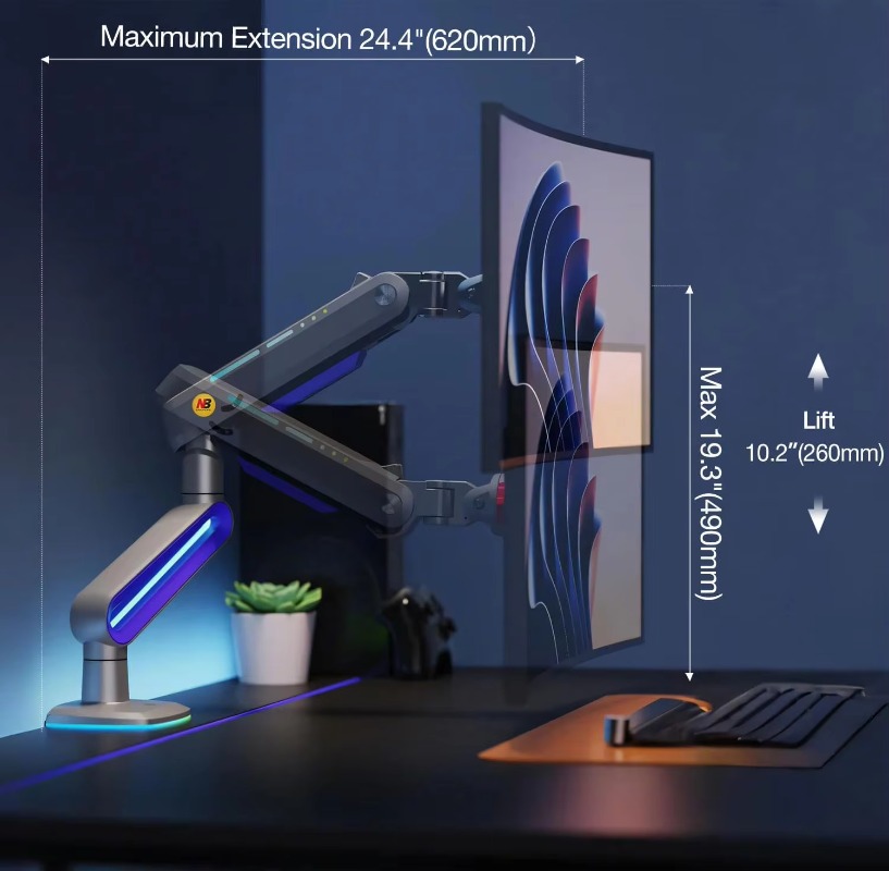 ذراع شاشة الألعاب ERGONOMIC لش - مراجعة Monitor Stand وسعره